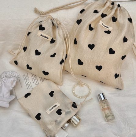 Heart Print Drawstring Cosmetic Pouch – SUNVELA